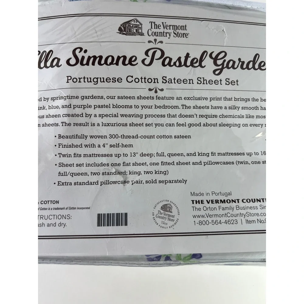 The Vermont Country‎ Store Ella Simone Pastel Garden Sheet Set Queen Floral HTF